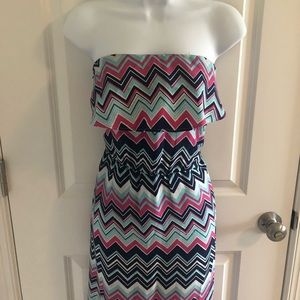 Strapless chevron maxi dress